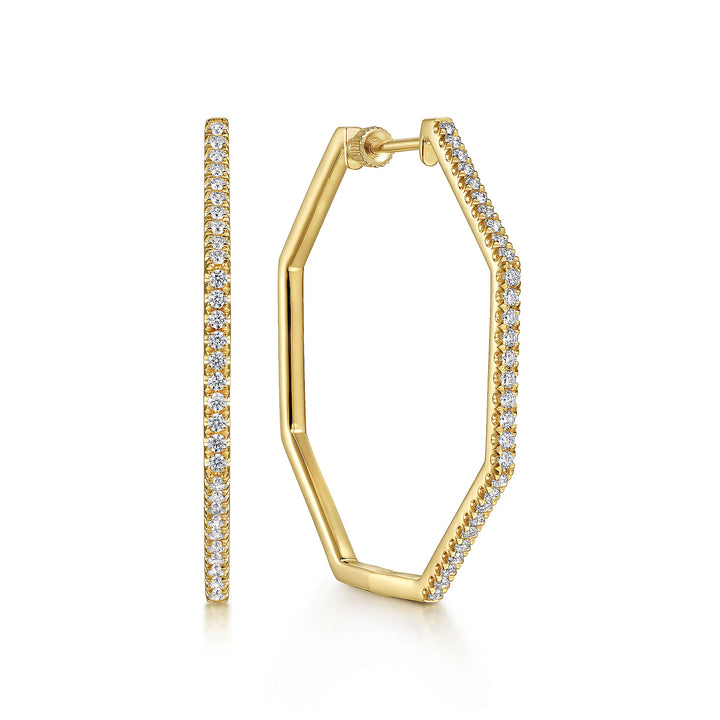 Gabriel & Co. EG14516Y45JJ 14K Yellow Gold 40mm Diamond Classic Hoop Earrings