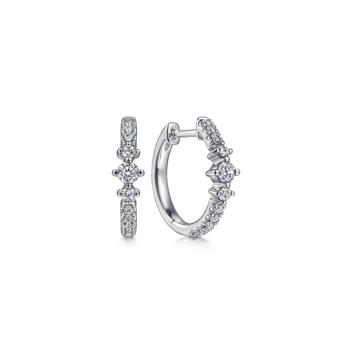 Gabriel & Co. EG14522W45JJ 14K White Gold Diamond Station Huggies