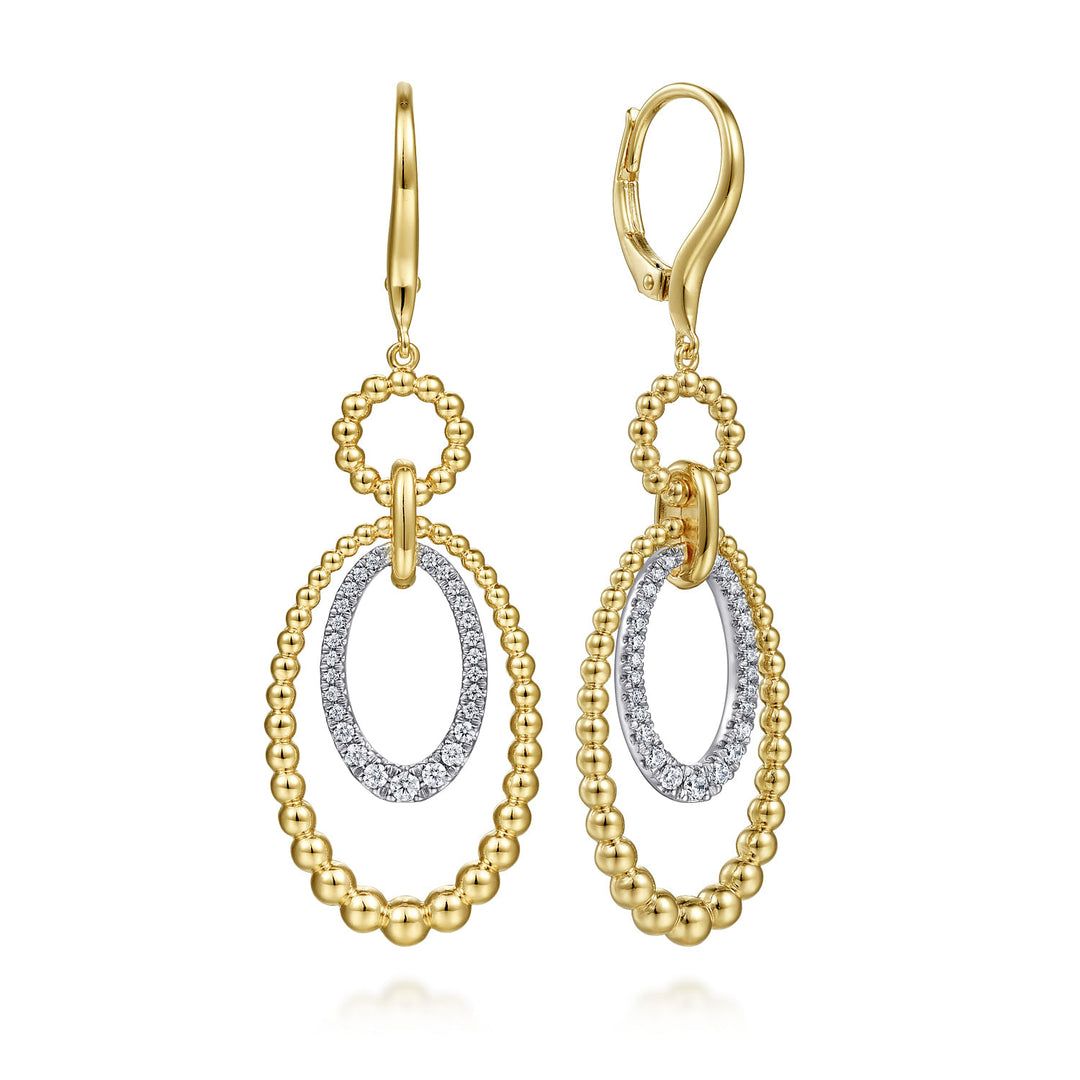 Gabriel & Co. EG14572M45JJ 14K White Yellow Gold Bujukan Diamond Drop Earrings in size 34.5mm(H)