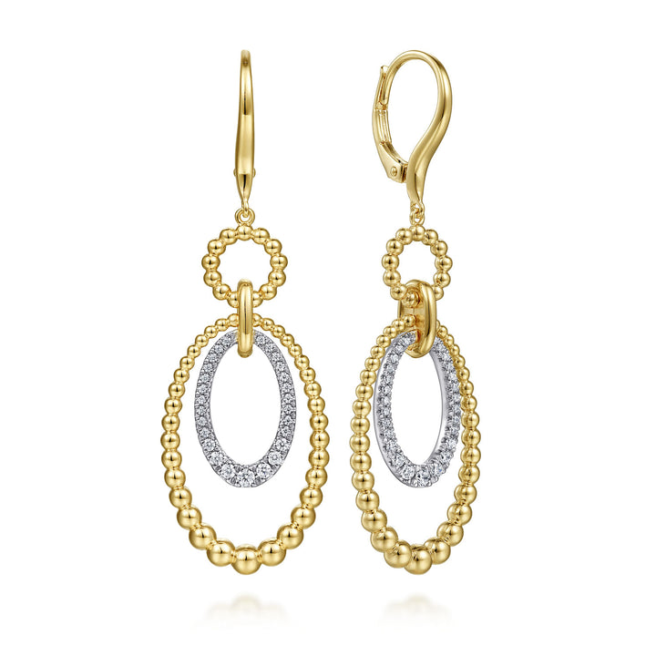 Gabriel & Co. EG14572M45JJ 14K White Yellow Gold Bujukan Diamond Drop Earrings in size 34.5mm(H)