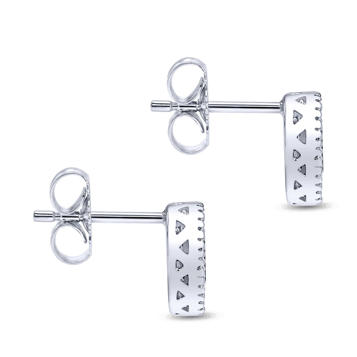 Gabriel & Co. EG9510W44EB 14K White Gold Oval Emerald and Diamond Halo Stud Earrings