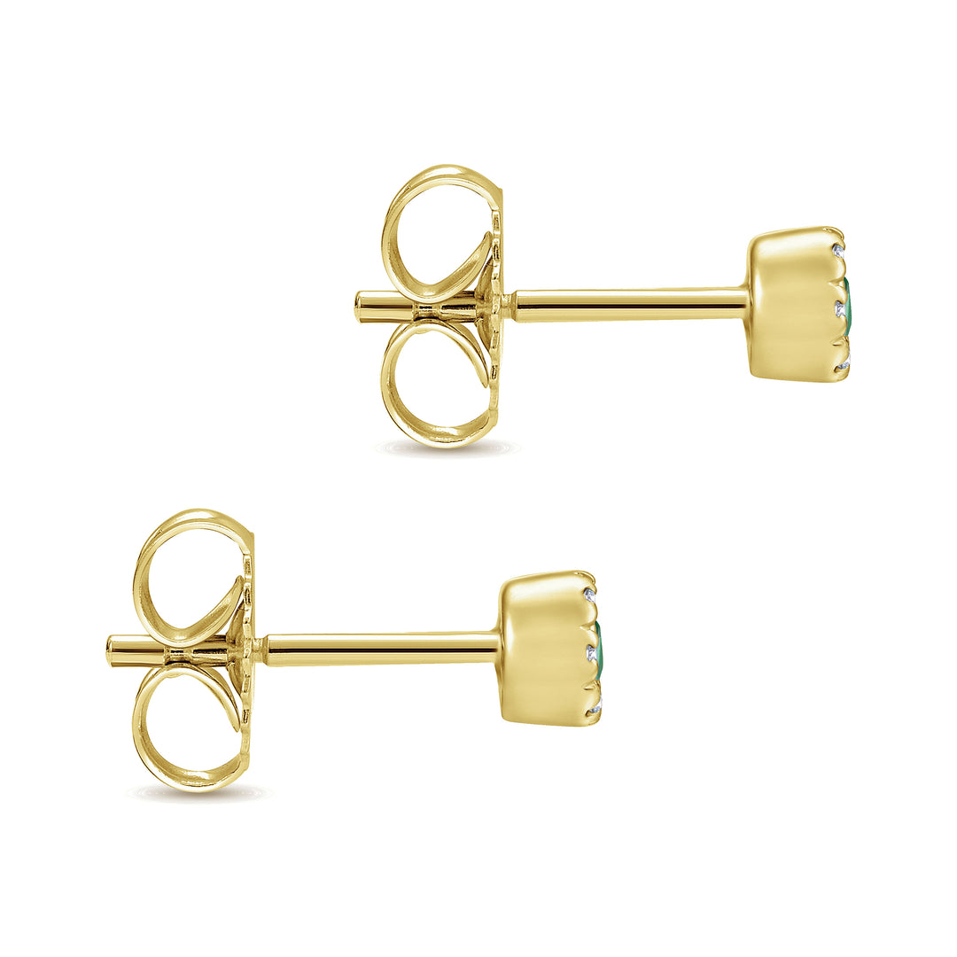 Gabriel & Co. EG9682Y45EA 14K Yellow Gold Emerald and Diamond Halo Stud Earrings