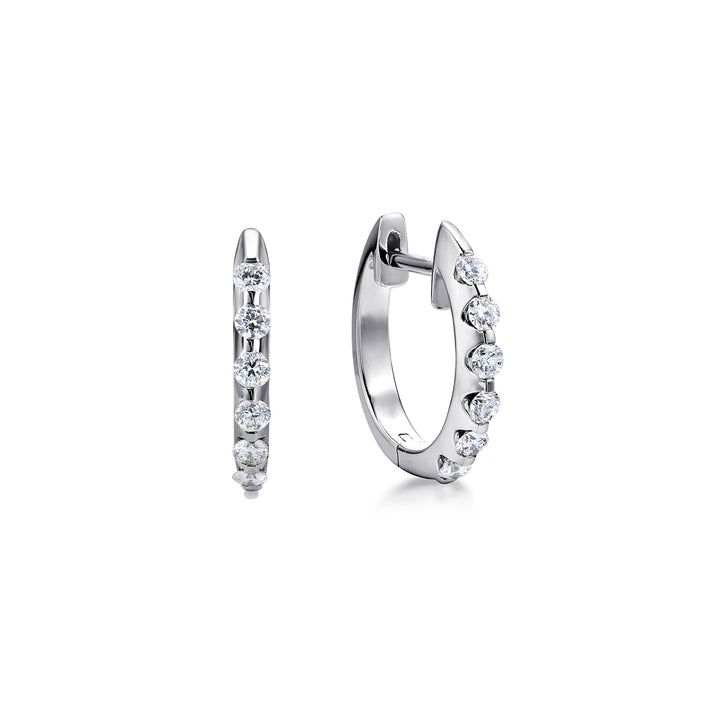 Gabriel & Co. EG9761W44JJ 14K White Gold 15mm Round Classic Diamond Huggie Earrings