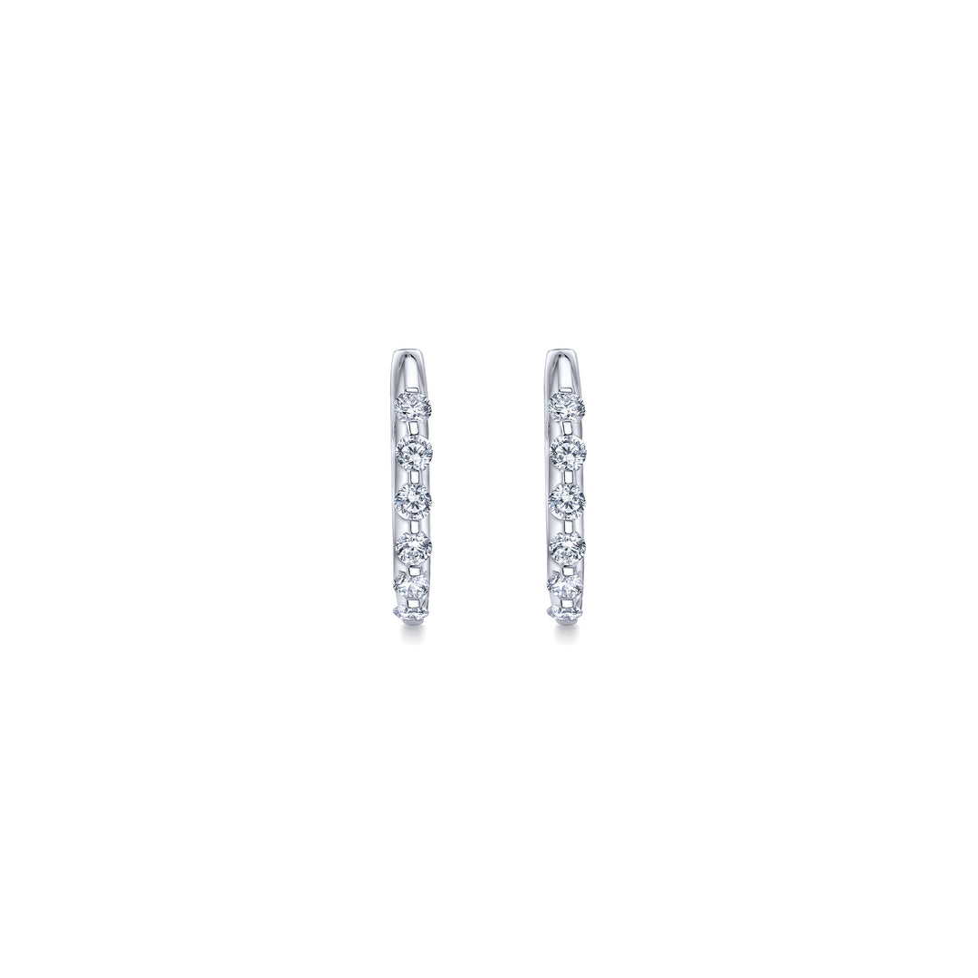 Gabriel & Co. EG9761W44JJ 14K White Gold 15mm Round Classic Diamond Huggie Earrings