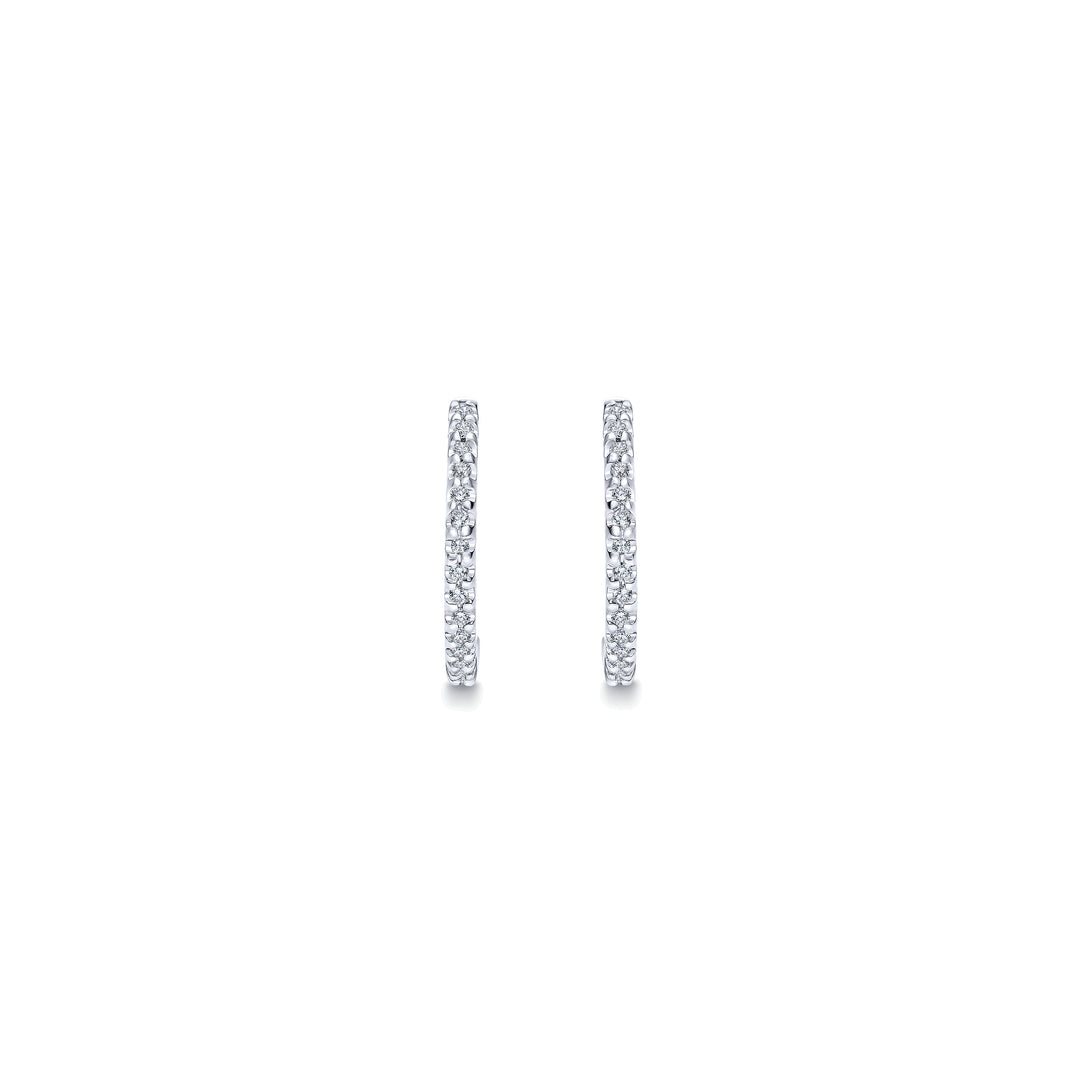 Gabriel & Co. EG9980W45JJ 14K White Gold Round Scalloped 15mm Diamond Huggie Earrings