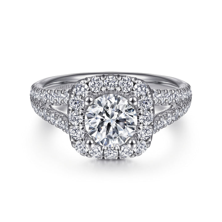 Gabriel & Co. ER10252PT4JJ Platinum Cushion Halo Round Diamond Engagement Ring
