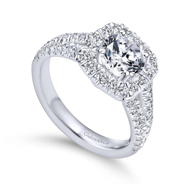 Gabriel & Co. ER10252PT4JJ Platinum Cushion Halo Round Diamond Engagement Ring