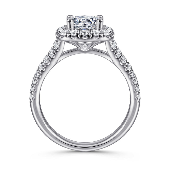 Gabriel & Co. ER10252W44JJ 14K White Gold Cushion Halo Round Diamond Engagement Ring