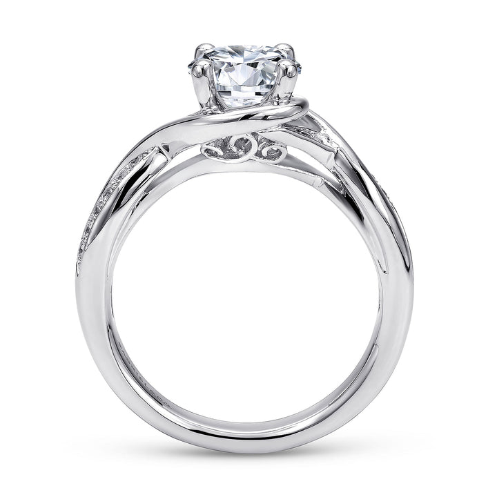 Gabriel & Co. ER10315W44JJ 14K White Gold Round Twisted Diamond Engagement Ring