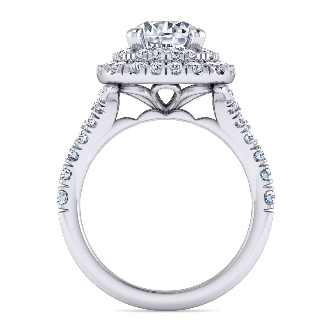 Gabriel & Co. ER10754R6W44JJ 14k White Gold Cushion Double Halo Round Diamond Engagement Ring