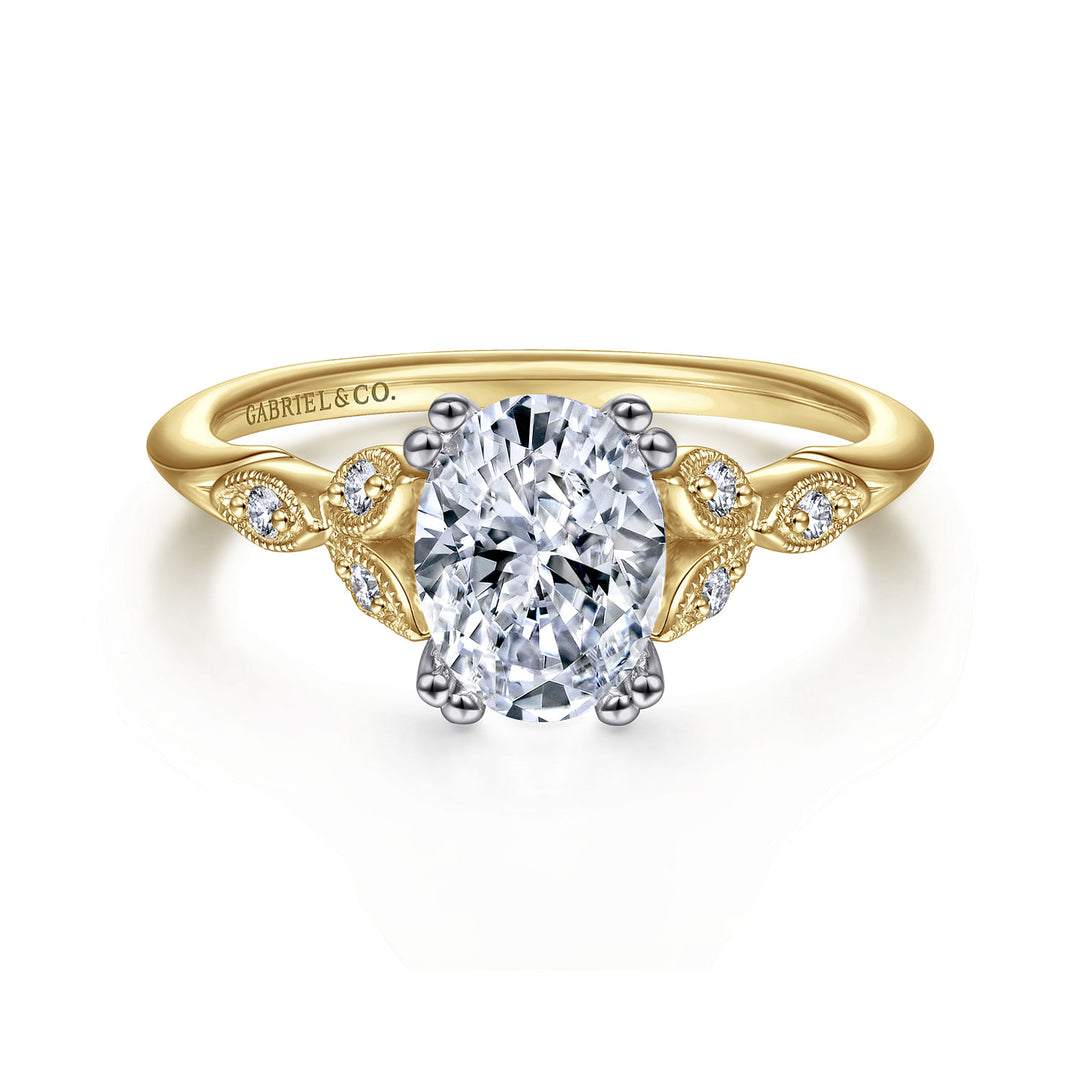 Gabriel & Co. ER11721O4M44JJ 14K White Yellow Gold Oval Diamond Engagement Ring