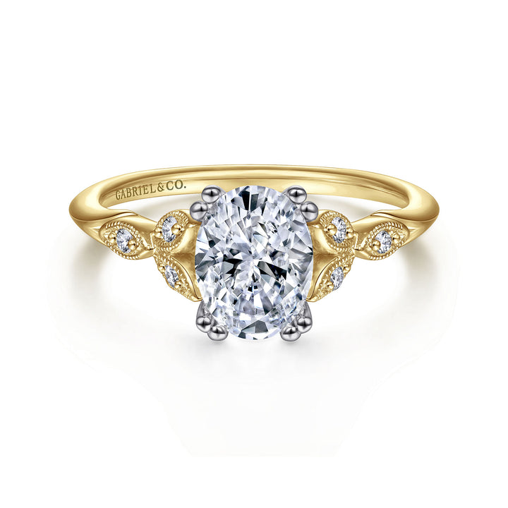 Gabriel & Co. ER11721O4M44JJ 14K White Yellow Gold Oval Diamond Engagement Ring