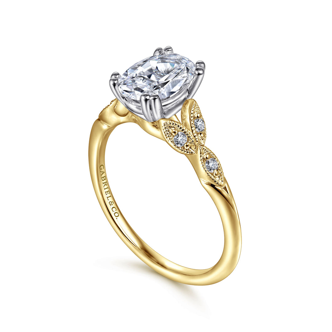 Gabriel & Co. ER11721O4M44JJ 14K White Yellow Gold Oval Diamond Engagement Ring