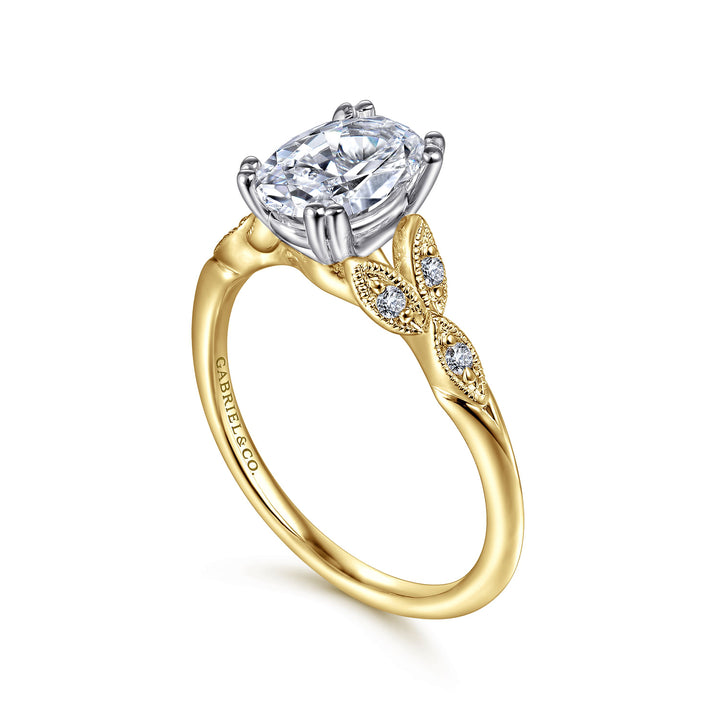 Gabriel & Co. ER11721O4M44JJ 14K White Yellow Gold Oval Diamond Engagement Ring