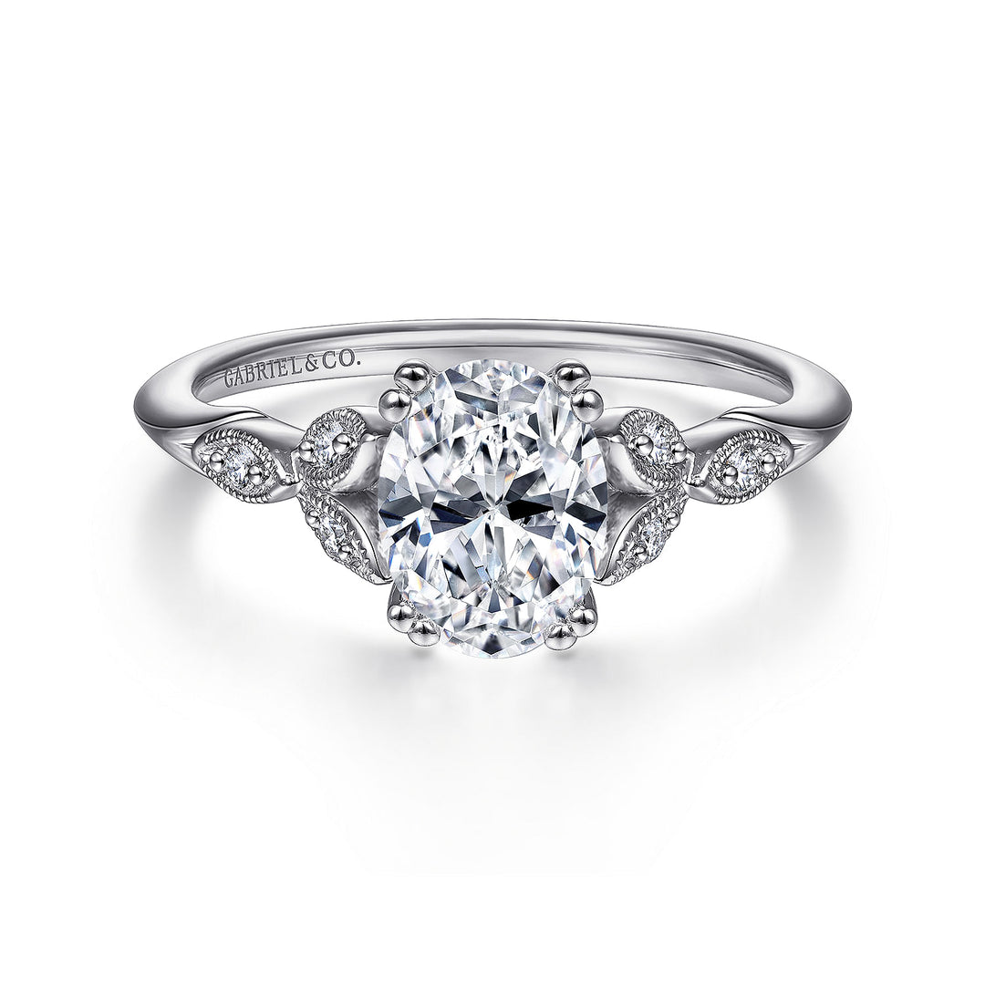 Gabriel & Co. ER11721O4W44JJ 14K White Gold Oval Diamond Engagement Ring