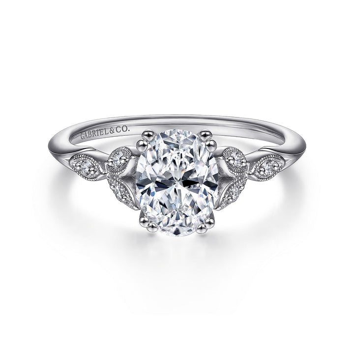 Gabriel & Co. ER11721O4W44JJ 14K White Gold Oval Diamond Engagement Ring
