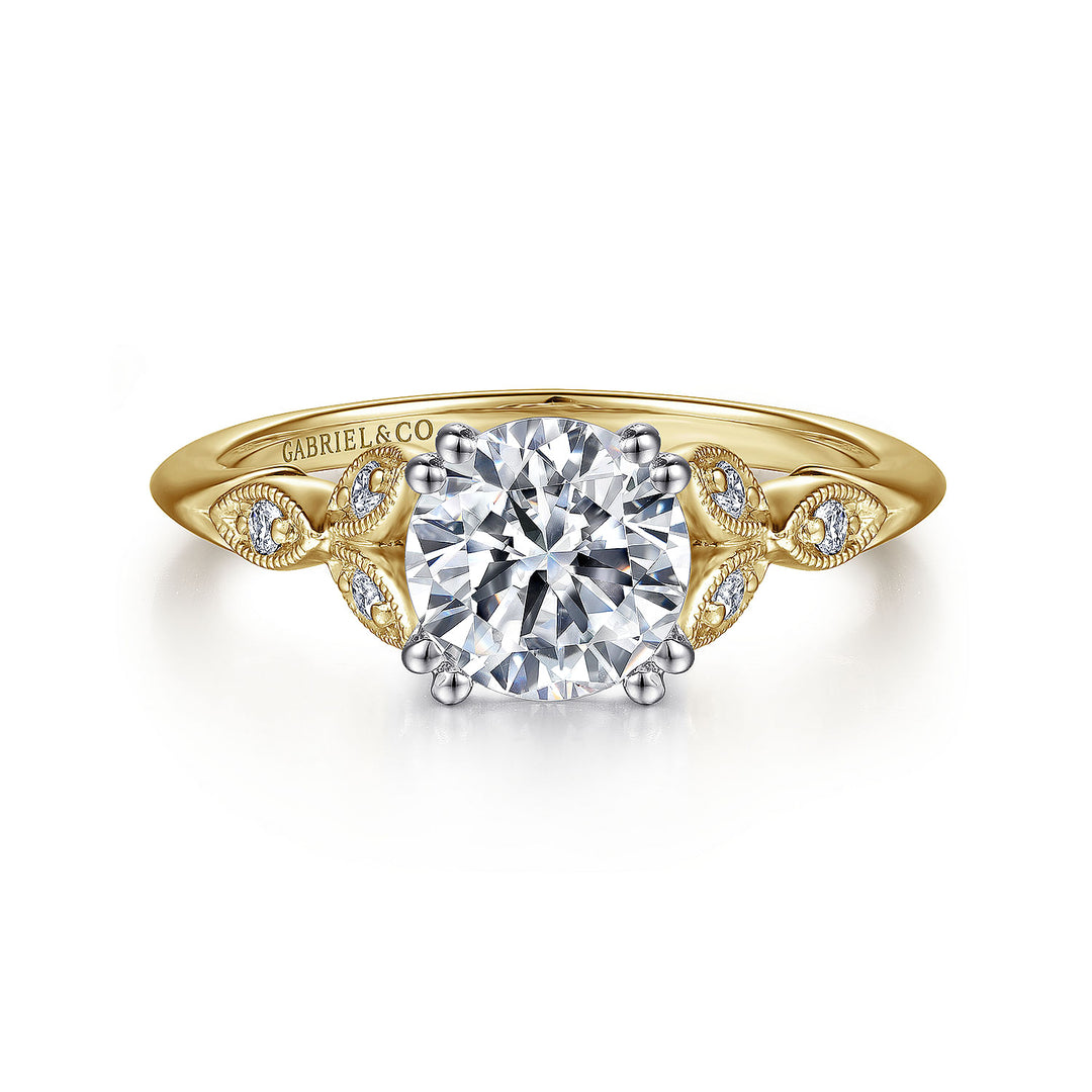 Gabriel & Co. ER11721R4M44JJ 14K White Yellow Gold Round Diamond Engagement Ring
