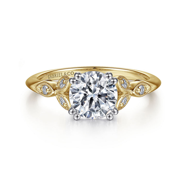 Gabriel & Co. ER11721R4M44JJ 14K White Yellow Gold Round Diamond Engagement Ring