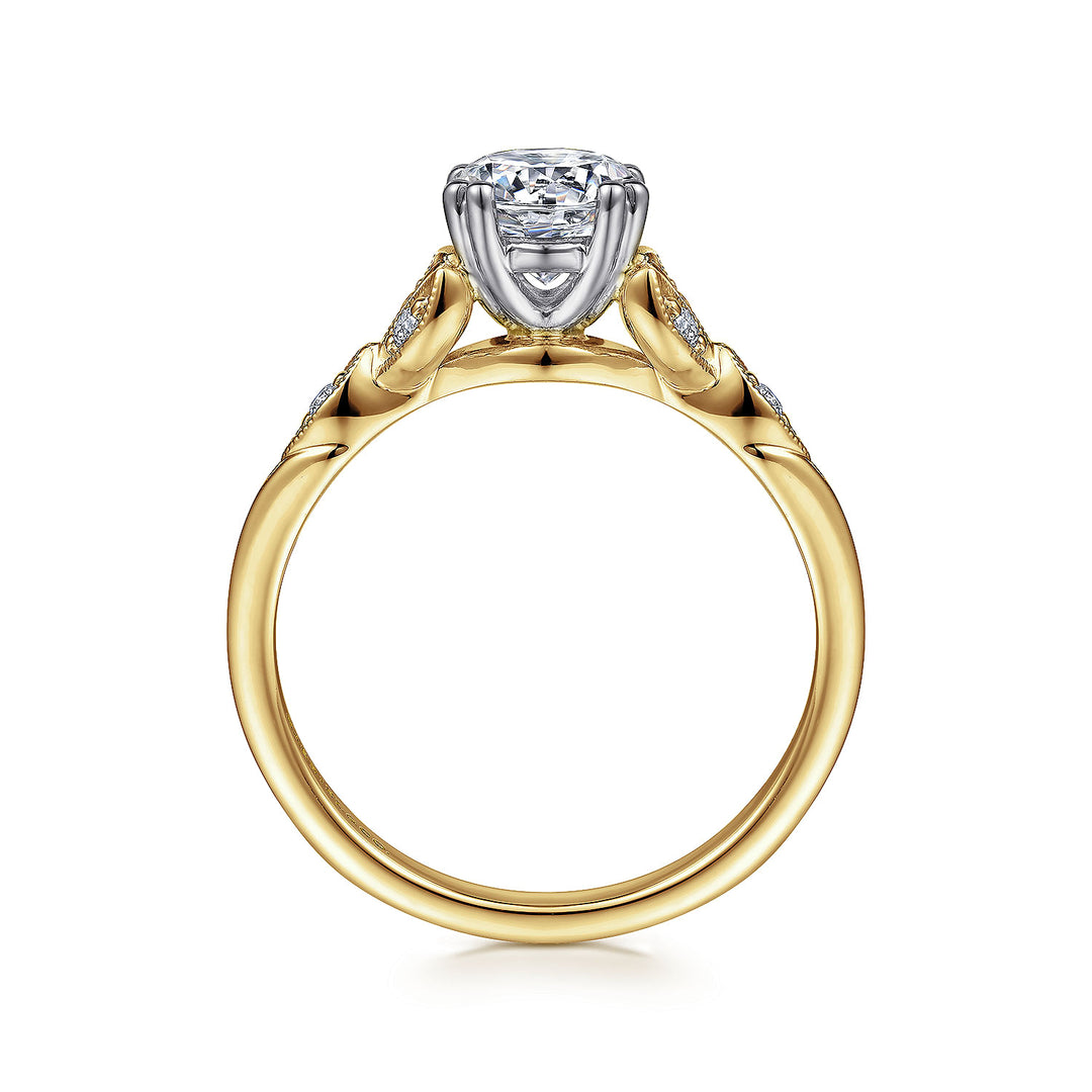 Gabriel & Co. ER11721R4M44JJ 14K White Yellow Gold Round Diamond Engagement Ring