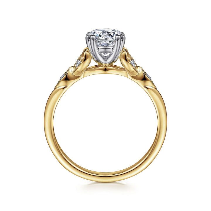Gabriel & Co. ER11721R4M44JJ 14K White Yellow Gold Round Diamond Engagement Ring