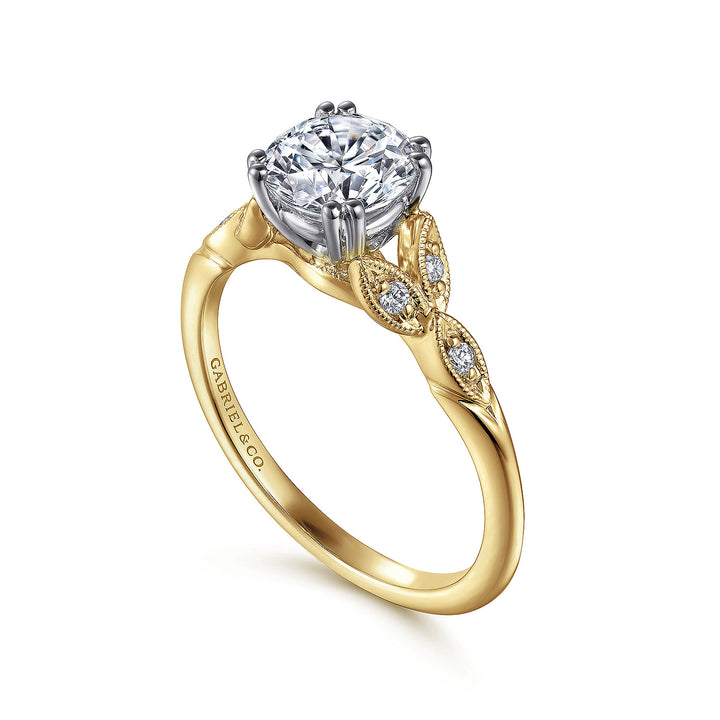 Gabriel & Co. ER11721R4M44JJ 14K White Yellow Gold Round Diamond Engagement Ring