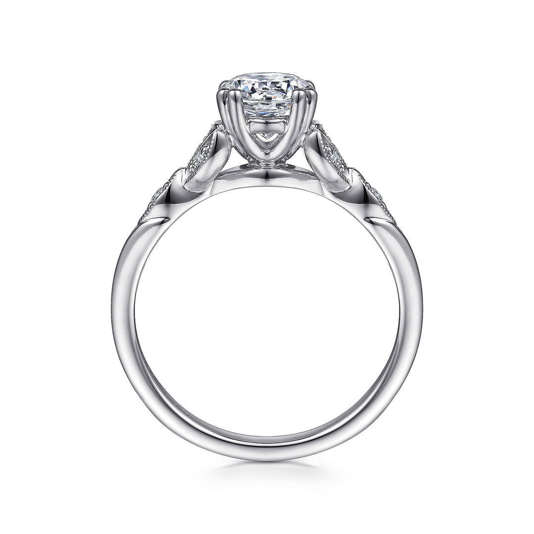 Gabriel & Co. ER11721R4PT4JJ Vintage Inspired Platinum Round Split Shank Diamond Engagement Ring