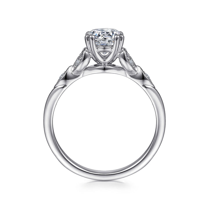 Gabriel & Co. ER11721R4PT4JJ Vintage Inspired Platinum Round Split Shank Diamond Engagement Ring