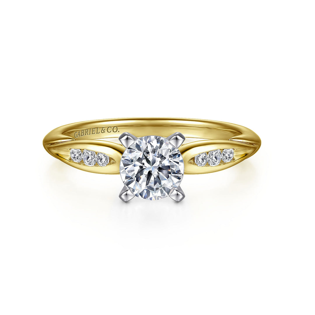 Gabriel & Co. ER11749R3M44JJ 14K White Yellow Gold Round Diamond Engagement Ring