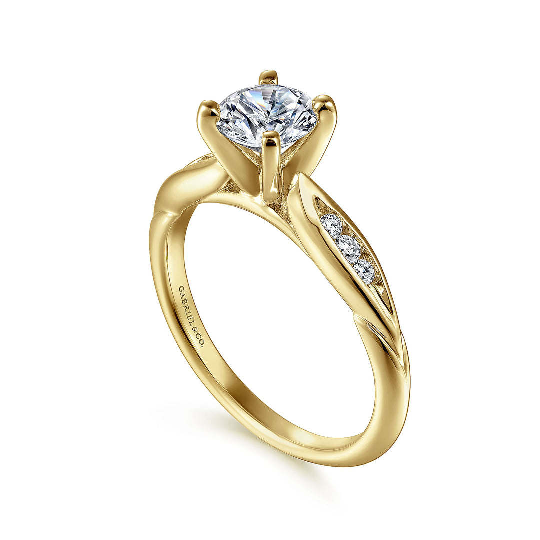 Gabriel & Co. ER11749R3M44JJ 14K White Yellow Gold Round Diamond Engagement Ring