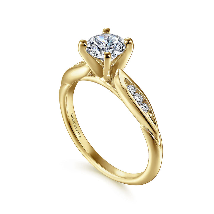Gabriel & Co. ER11749R3M44JJ 14K White Yellow Gold Round Diamond Engagement Ring