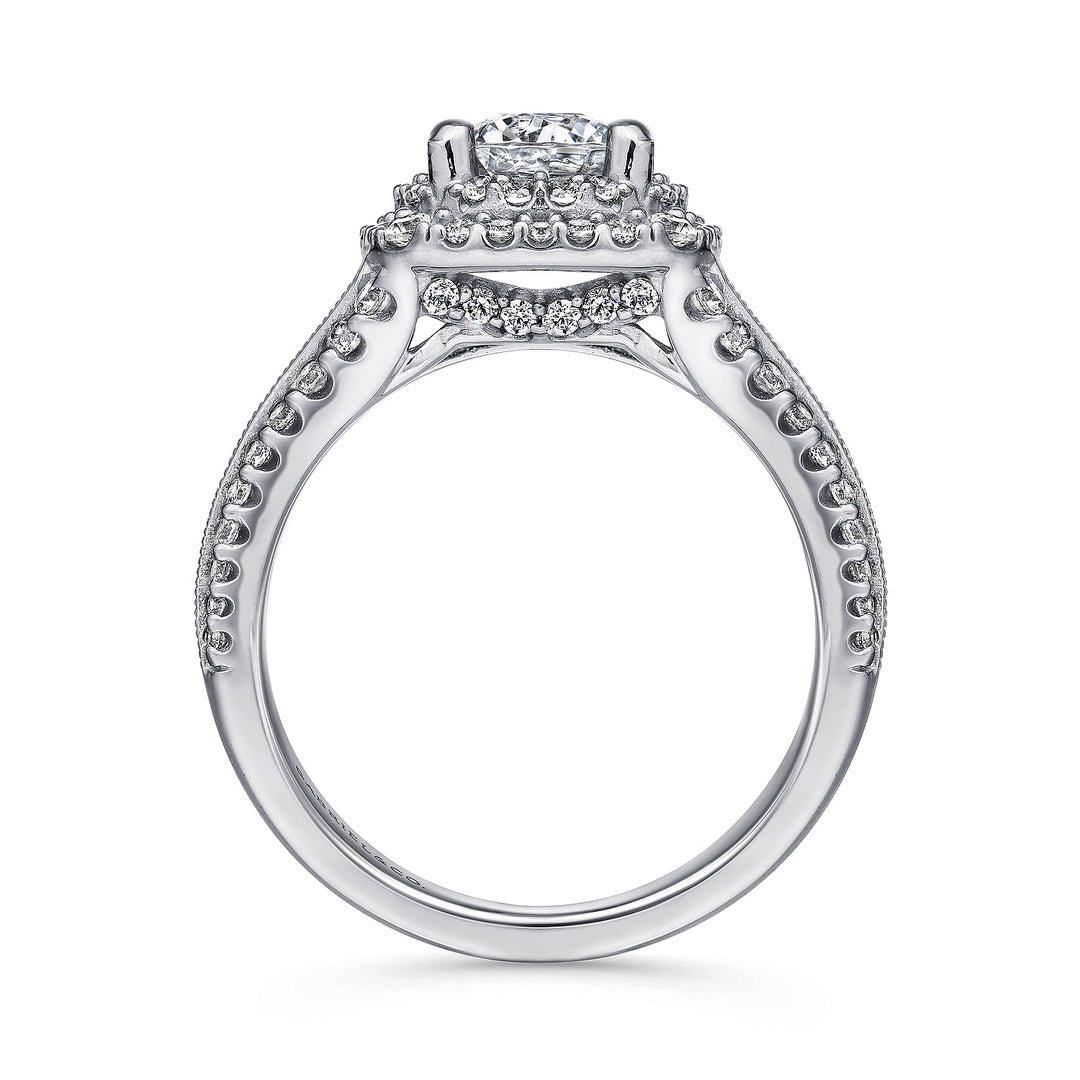 Gabriel & Co. ER11760R4PT4JJ Platinum Round Double Halo Round Double Halo Diamond Engagement Ring