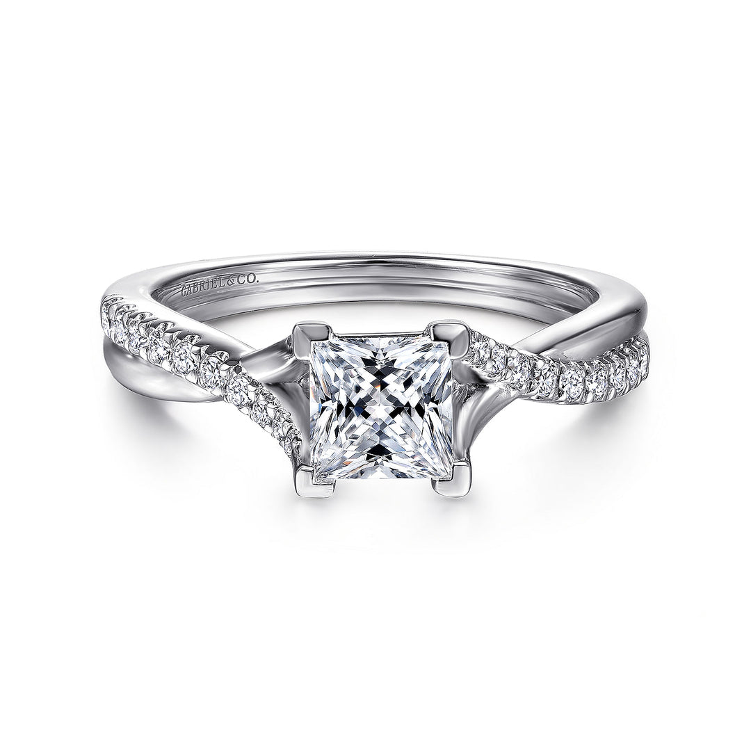 Gabriel & Co. ER11794S3W44JJ 14K White Gold Princess Cut Diamond Engagement Ring