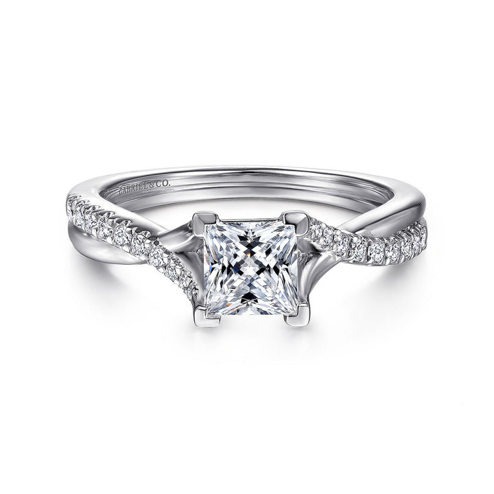 Gabriel & Co. ER11794S3W44JJ 14K White Gold Princess Cut Diamond Engagement Ring