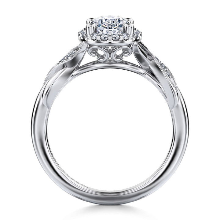 Gabriel & Co. ER11828O6W44JJ Vintage Inspired 14K White Gold Oval Halo Diamond Engagement Ring