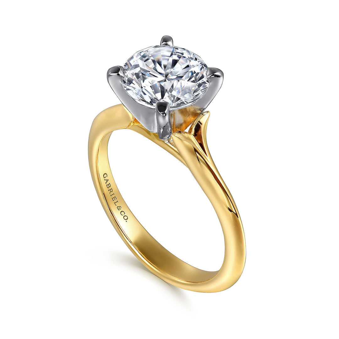 Gabriel & Co. ER11832R8M4JJJ 14K White Yellow Gold Round Diamond Engagement Ring