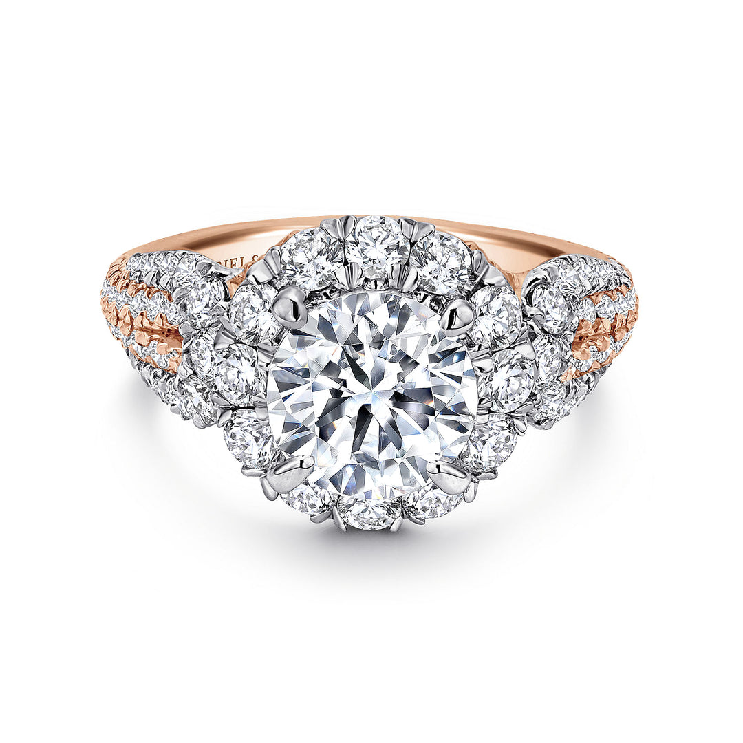 Gabriel & Co. ER11988R6T44JJ 14K White Rose Gold Round Halo Diamond Engagement Ring