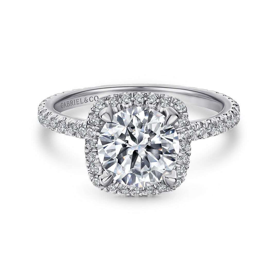 Gabriel & Co. ER12133R6W44JJ 14K White Gold Round Halo Diamond Engagement Ring