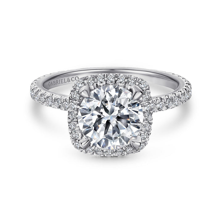 Gabriel & Co. ER12133R6W44JJ 14K White Gold Round Halo Diamond Engagement Ring