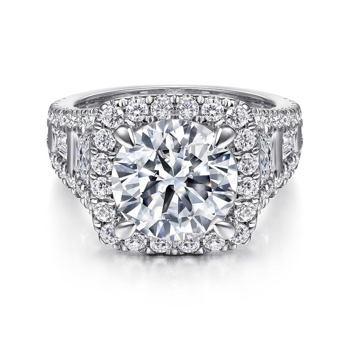 Gabriel & Co. ER12230W44JJ 14K White Gold Cushion Halo Round Diamond Engagement Ring