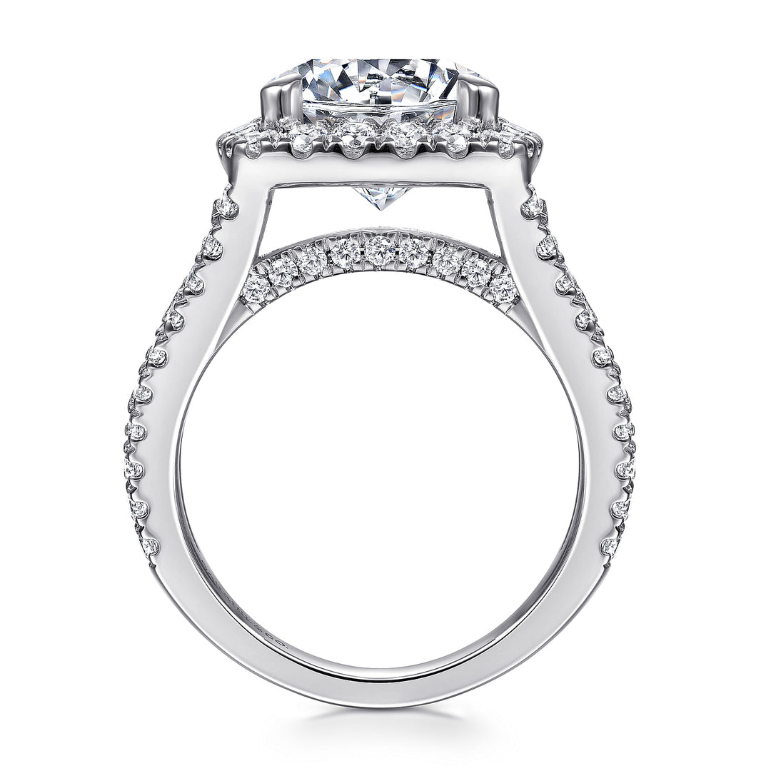 Gabriel & Co. ER12230W44JJ 14K White Gold Cushion Halo Round Diamond Engagement Ring