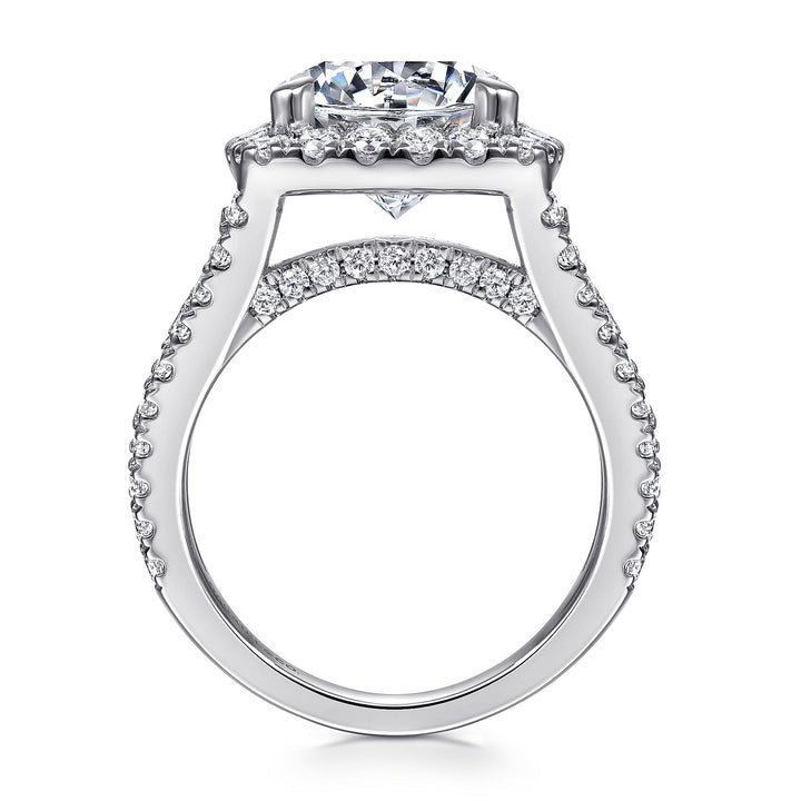Gabriel & Co. ER12230W44JJ 14K White Gold Cushion Halo Round Diamond Engagement Ring