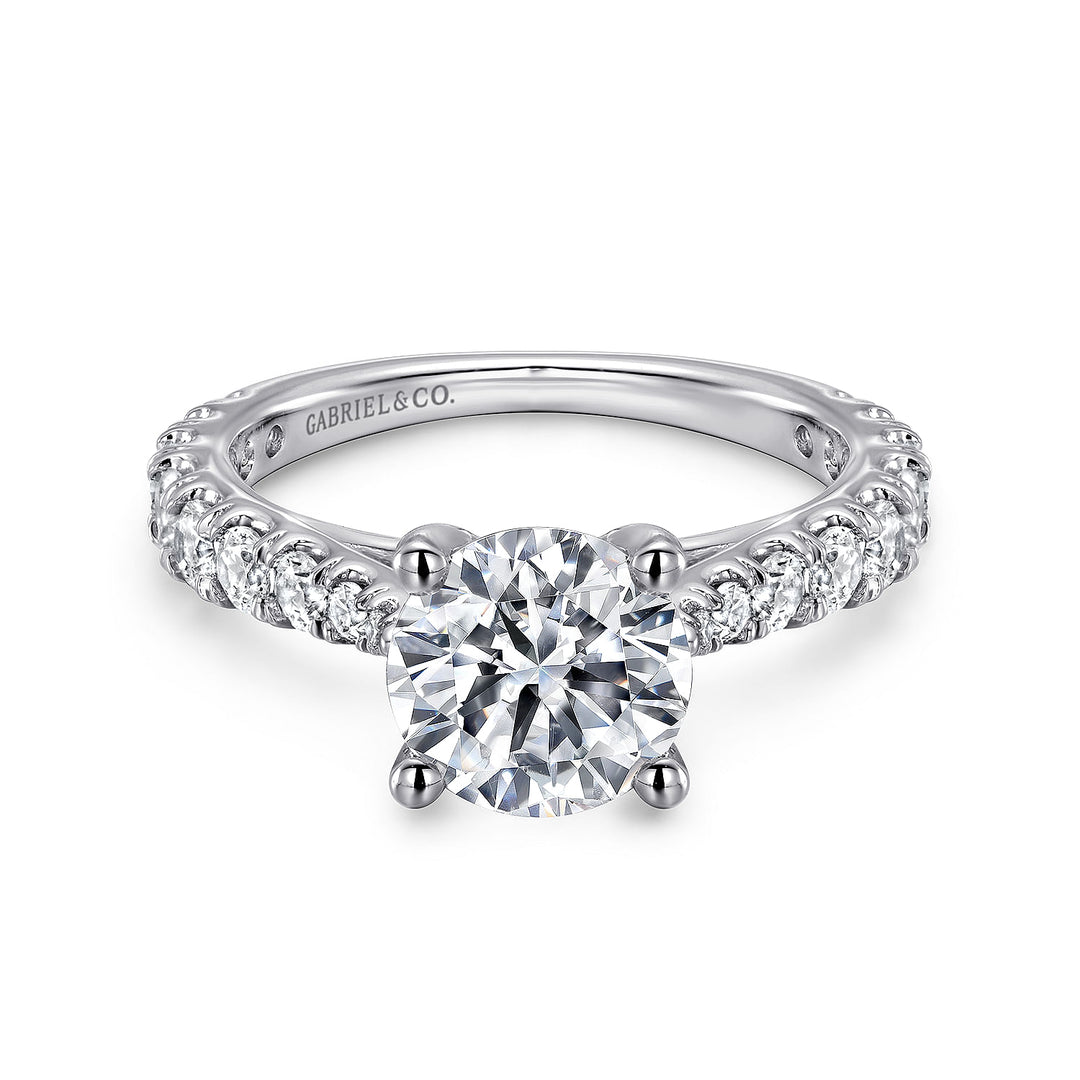 Gabriel & Co. ER12293R6W44JJ 14K White Gold Round Diamond Engagement Ring