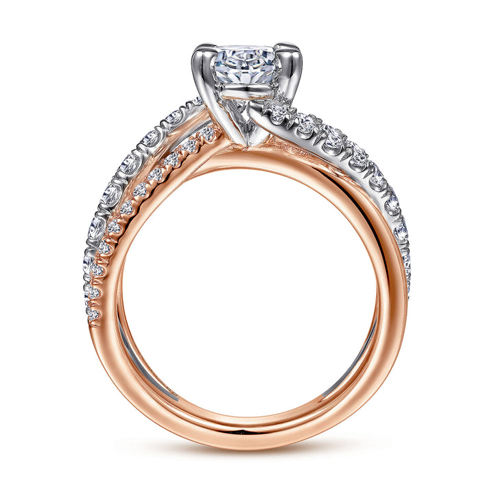 Gabriel & Co. ER12337O6T44JJ 14K White Rose Gold Oval Diamond Free Form Engagement Ring