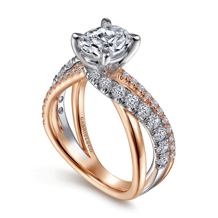 Gabriel & Co. ER12337O6T44JJ 14K White Rose Gold Oval Diamond Free Form Engagement Ring