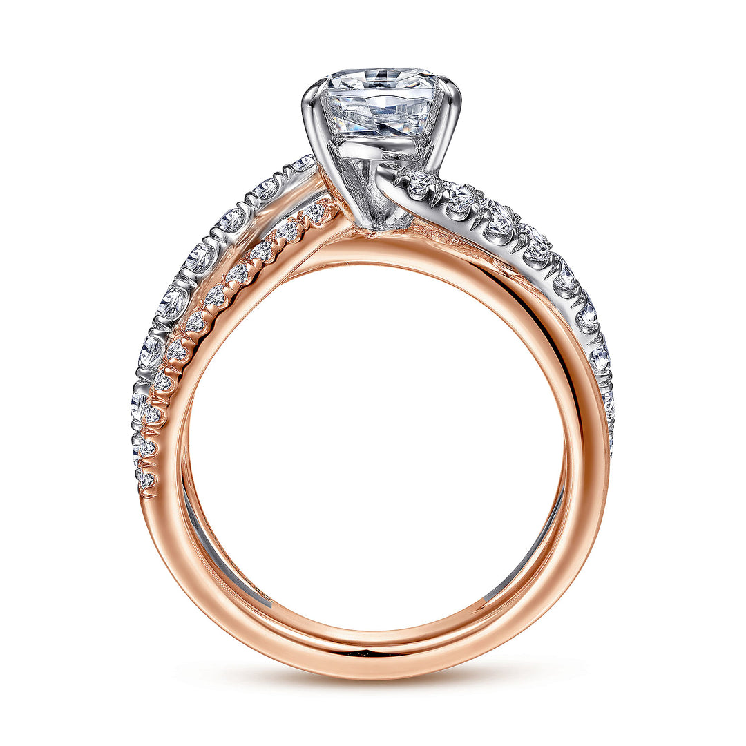 Gabriel & Co. ER12337P6T44JJ 14K White Rose Gold Pear Shape Free Form Diamond Engagement Ring