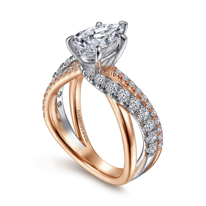 Gabriel & Co. ER12337P6T44JJ 14K White Rose Gold Pear Shape Free Form Diamond Engagement Ring