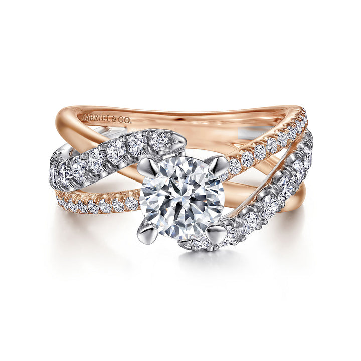 Gabriel & Co. ER12337R4T44JJ 14K White Rose Gold Round Diamond Engagement Ring
