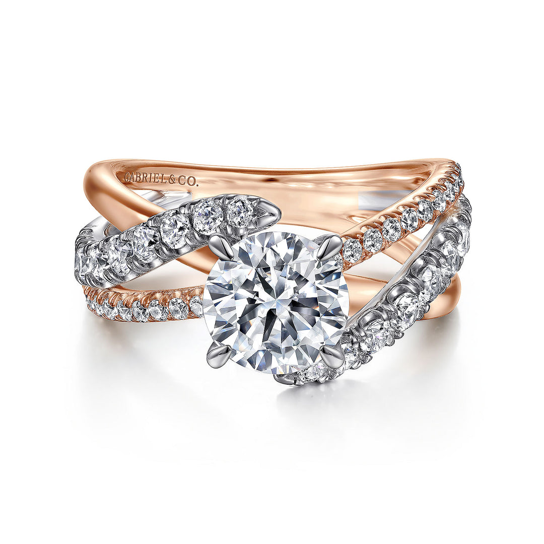Gabriel & Co. ER12337R6T44JJ 14K White Rose Gold Round Free Form Diamond Engagement Ring