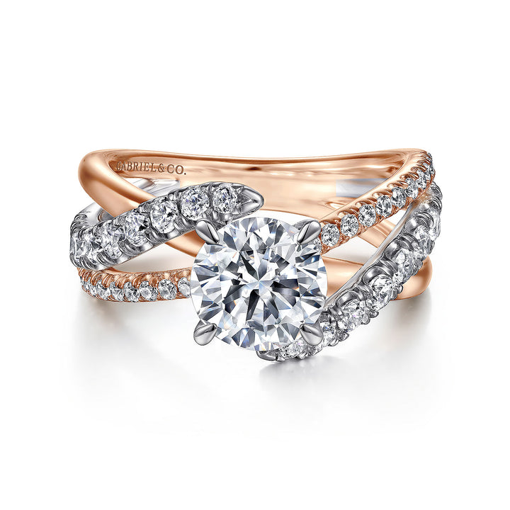 Gabriel & Co. ER12337R6T44JJ 14K White Rose Gold Round Free Form Diamond Engagement Ring