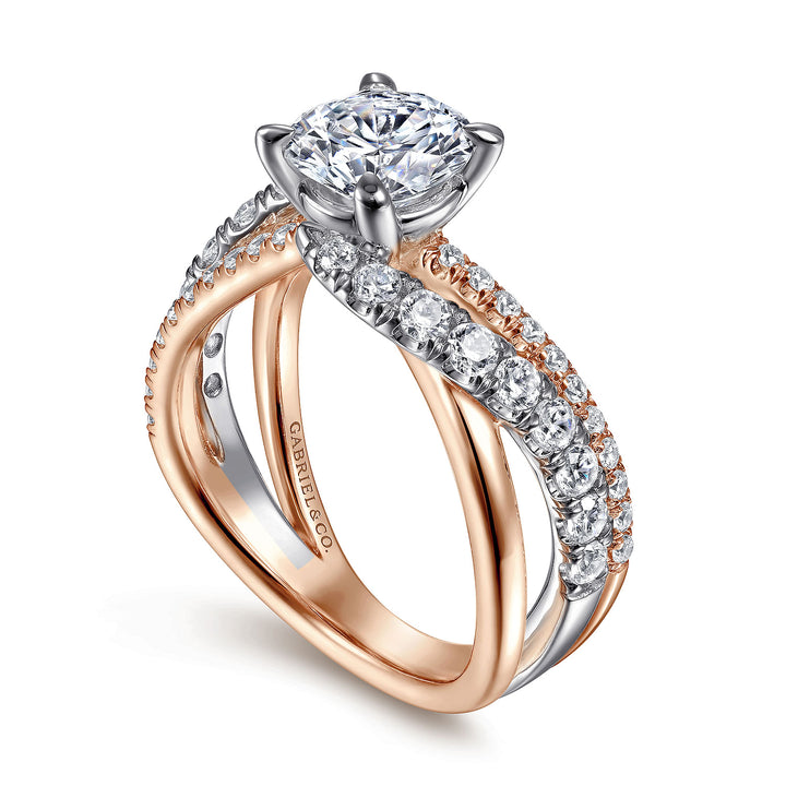 Gabriel & Co. ER12337R6T44JJ 14K White Rose Gold Round Free Form Diamond Engagement Ring